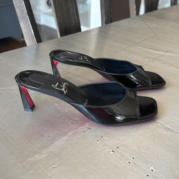 Christian Louboutin condora mule 55mm black patent sandal mule sz 38 - Picture 3 of 12